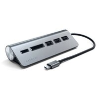 USB-концентратор Satechi Type-C USB Hub & Micro/SD Card Reader. Интерфейс USB-C. 3 порта USB 3.0 , слоты для карты памяти. Цвет серый космос.