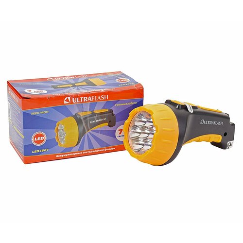 фото Фонарь диодный с аккумулятором, 2 режима 220v ultraflash