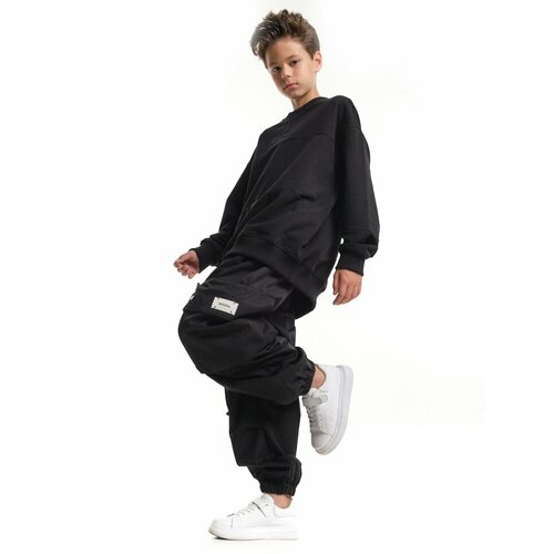 фото Брюки mini maxi, размер 134, черный