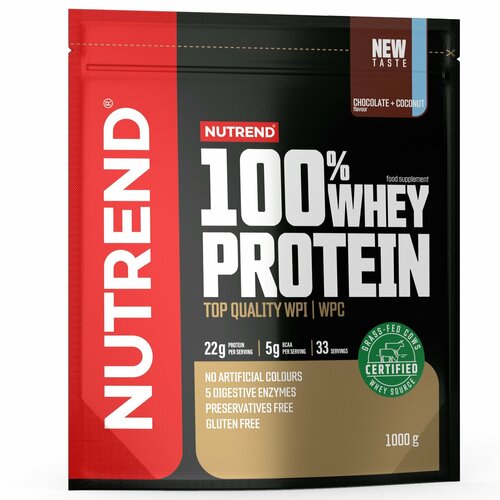 фото Сывороточный протеин nutrend 100% whey protein 1000 г, шоколад-кокос