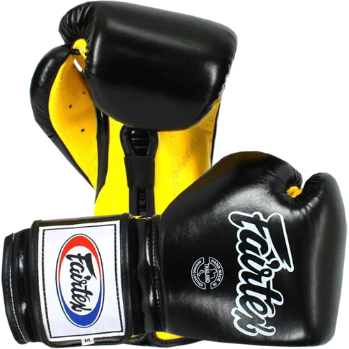 фото Боксерские перчатки fairtex bgv9 mexican style black/yellow. 14oz