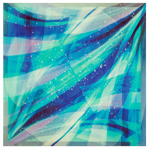 фото Платок павловопосадская платочная мануфактура,115х115 см, бирюзовый, голубой