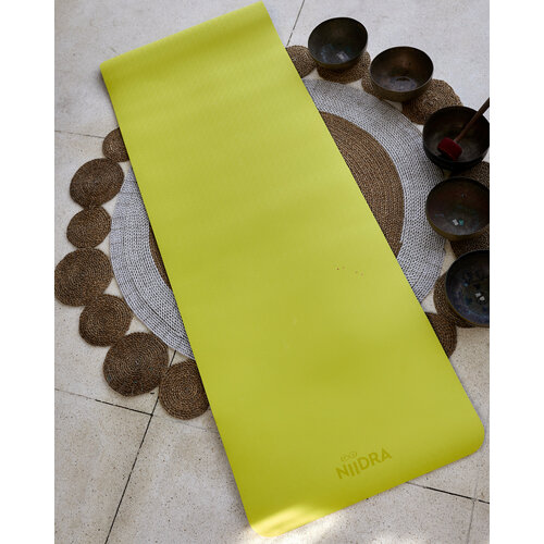 фото Коврик для йоги и фитнеса niidra basic, лимонно-синий цвет, 6 мм
