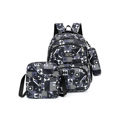 фото Комплект унисекс picano рюкзак, сумка и пенал черные геометрия, водонепроницаемый