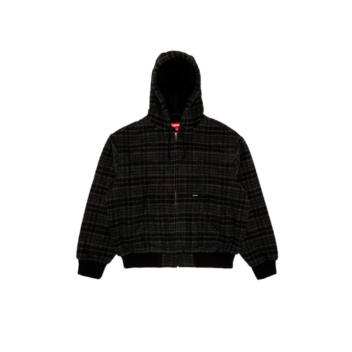 фото Бомбер supreme plaid wool hooded work jacket, размер l, черный