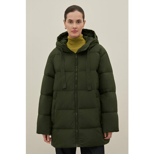 фото  куртка finn flare зимняя, средней длины, силуэт свободный, капюшон, водонепроницаемая, размер s, зеленый