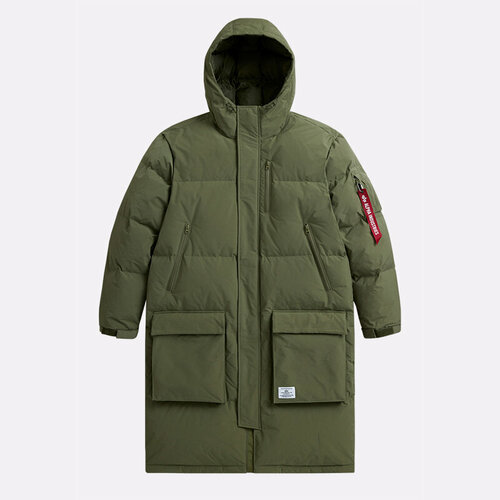 фото  парка alpha industries long puffer parka, размер l, зеленый