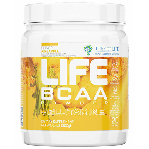 фото Life bcaa powder 200 gr, 20 порции(й), ананас tree of life