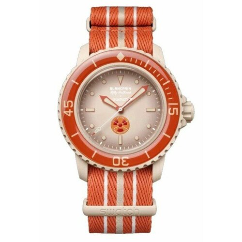 фото Наручные часы swatch часы blancpain x swatch arctic ocean ( so35n100), оригинал, коралловый