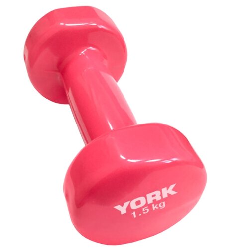 фото Гантель цельнолитая York Fitness DBY100 B26316p 1.5 кг розовая