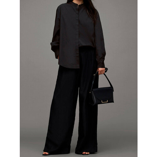 фото Рубашка yiatoti, нарядный стиль, прямой силуэт, длинный рукав, размер 46 (m), черный