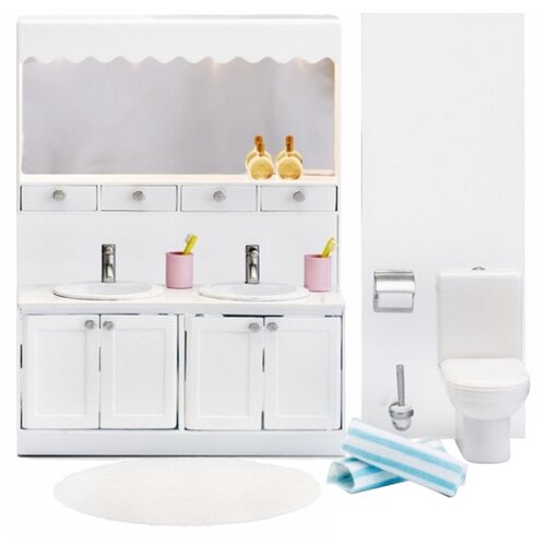 фото Lundby набор мебели для ванной комнаты с 2 раковинами смоланд (lb_60208800) белый