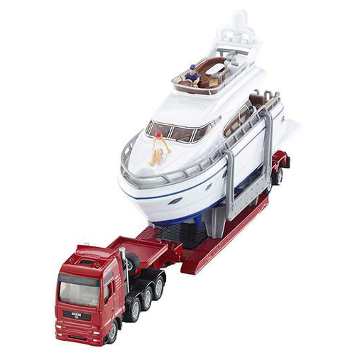 фото Игровой набор тягач с яхтой металлическая модель транспорта из серии sikuworld от 3 лет