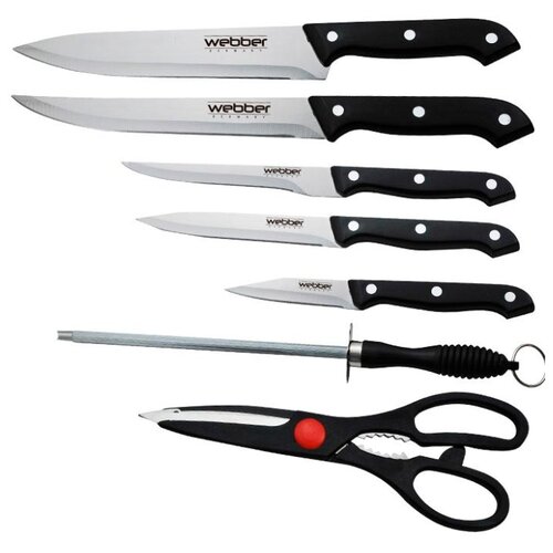 фото Набор Webber 5 ножей, ножницы и мусат черный