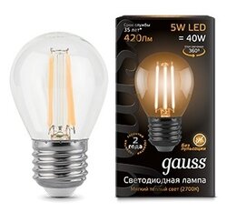 Лампа светодиодная gauss 105802105, E27, G35, 5Вт