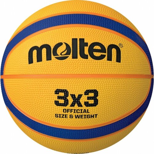 фото Мяч баскетбольный molten b33t2000 размер 6, 12пан, резина, бутиловая камера, нейлоновый корд, желтый-синий