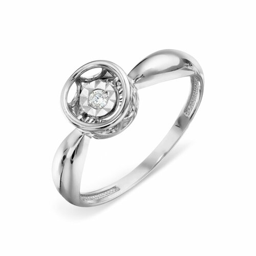 фото Кольцо diamant online, белое золото, 585 проба, бриллиант, размер 18.5, прозрачный