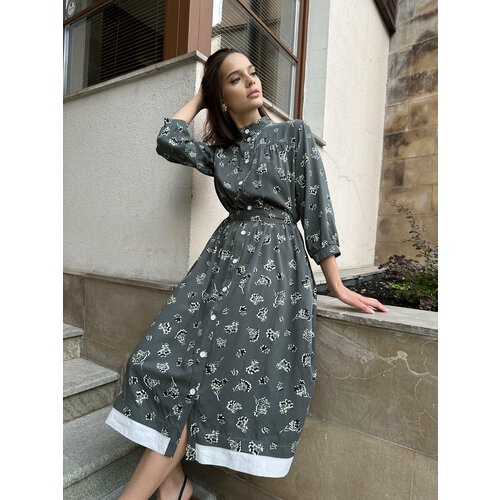 фото Платье размер 42/46, хаки, белый buy_buy_ru