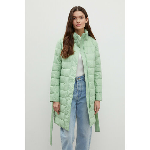 фото  куртка finn flare демисезонная, средней длины, силуэт прямой, водонепроницаемая, капюшон, подкладка, размер m, зеленый