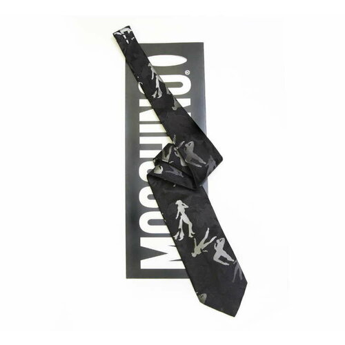 фото Галстук moschino, натуральный шелк, широкий, для мужчин, черный