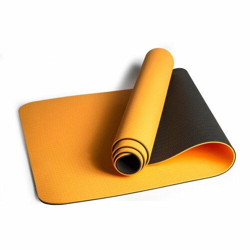 фото Коврик двухцветный для фитнеса и йоги оранжевый yoga mat
