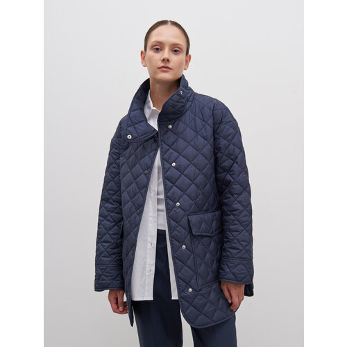 фото  куртка finn flare демисезонная, средней длины, силуэт свободный, стеганая, карманы, водонепроницаемая, размер xl, синий