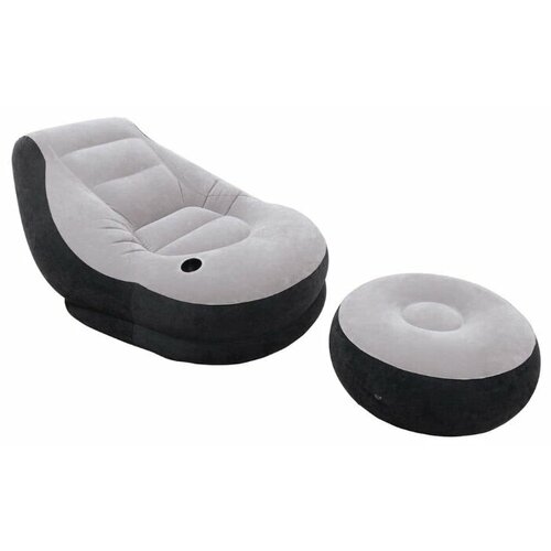фото Надувное кресло intex ultra lounge серый/черный
