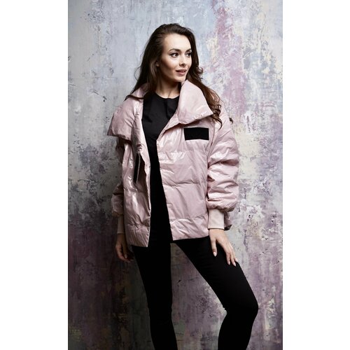 фото Куртка демисезонная, силуэт свободный, карманы, размер s, розовый piccante style