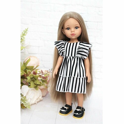 фото Комплект одежды и обуви для кукол paola reina 32-34 см (платье волан + туфли), черная полоска favoridolls