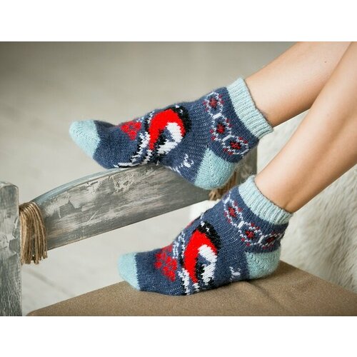 фото Носки бабушкины носки, размер 35-37, синий, голубой, красный