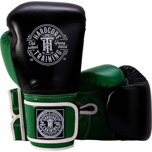 фото Боксерские перчатки hardcore training hardlea black/green. 10oz