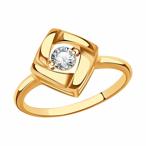 фото Кольцо diamant online, золото, 585 проба, фианит, размер 16.5, золотистый