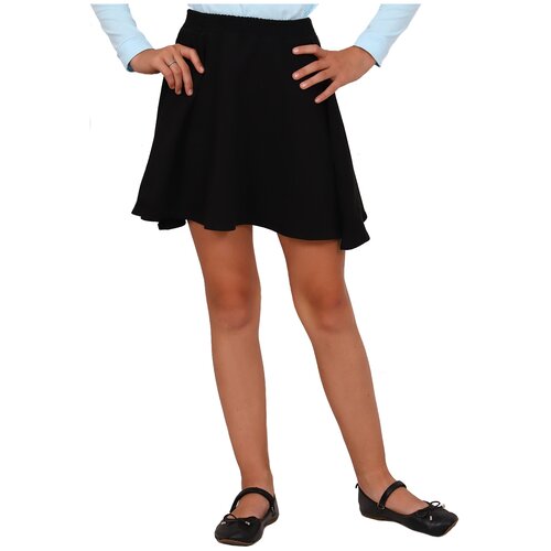 фото Школьная юбка-полусолнце натали, с поясом на резинке, мини, размер 34/128, черный