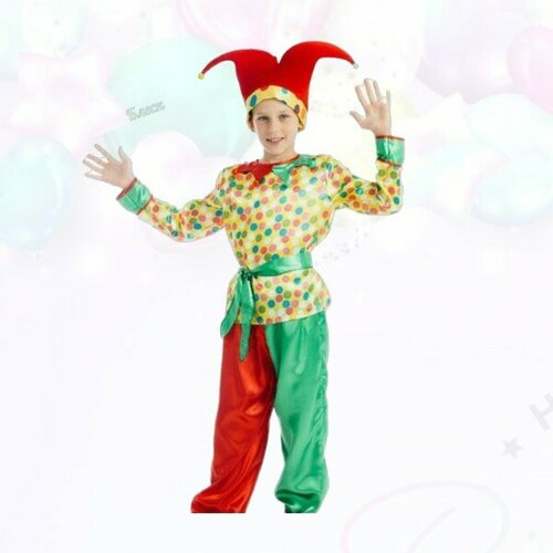 фото Карнавальный костюм "петрушка" для мальчиков, размер 122, шелковый карнавалия
