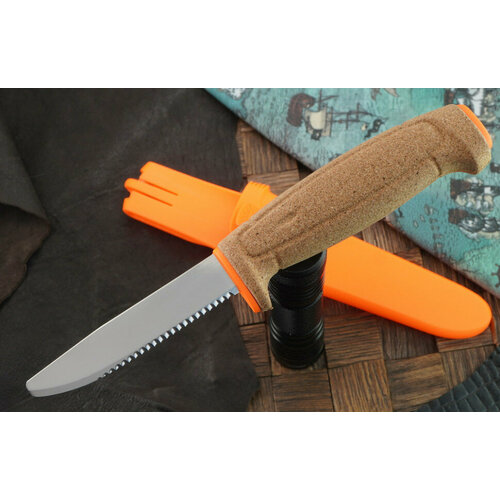 фото Плавающий нож morakniv floating serrated knife, нержавеющая сталь, пробковая ручка