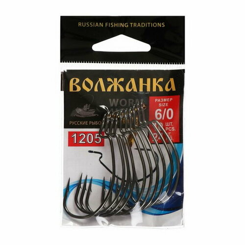 фото Крючки volzhanka worm hook № 6/0, 10 шт волжанка