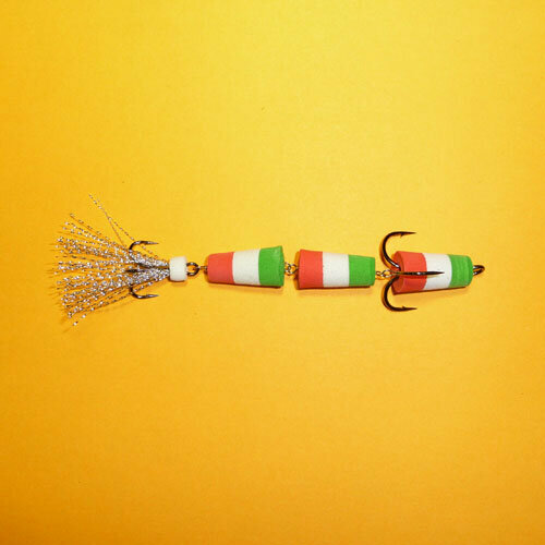 фото Приманка джиг. флажок 130 зел./бел./крас. россия