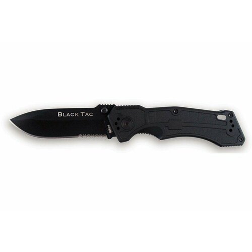 фото Нож складной ontario (онтарио) black tac folding tactical knife / блистер / okc