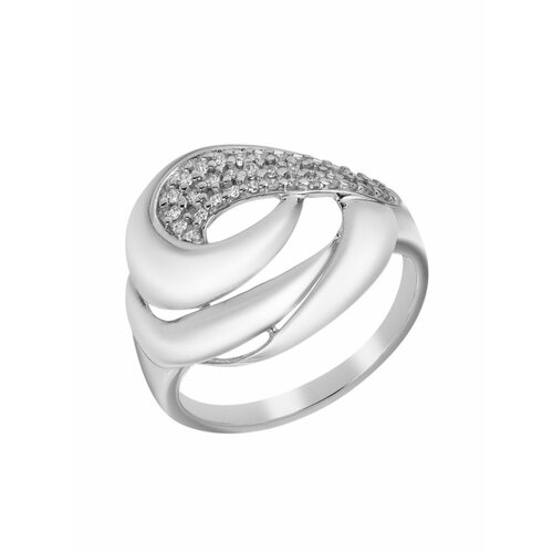фото Перстень uvi серебряное кольцо с фианитами, серебро, 925 проба, родирование, фианит, серебряный, бесцветный
