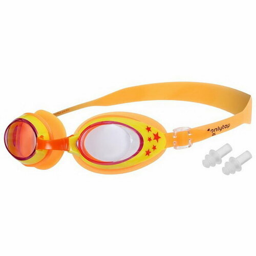 фото Очки для плавания детские беруши, цвет оранжевый onlytop