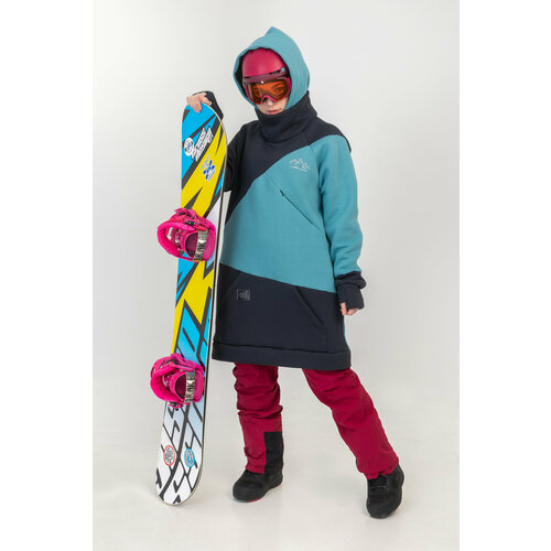 фото Худи no label удлиненное худи для горнолыжного спорта и сноубординга, размер m, серый, голубой