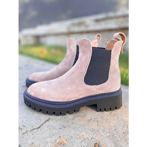 фото Ботинки челси ботинки кожаные утепленные, размер 24 см., фиолетовый без бренда