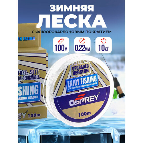 фото Леска рыболовная флюрокарбоновая enjoy fishing 100м №4 100крючков