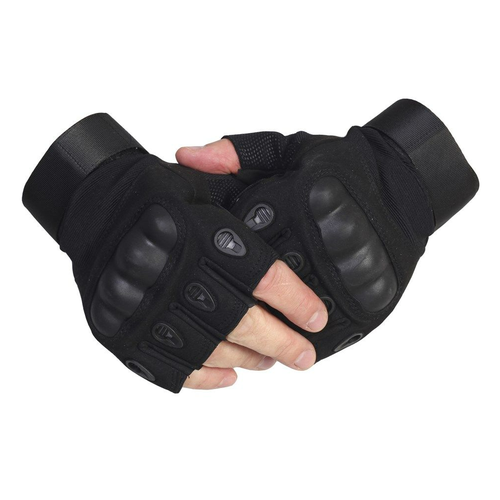 фото Тактические перчатки для мужчин т02 без пальцев, для охоты, туризма и рыбалки, черный без бренда