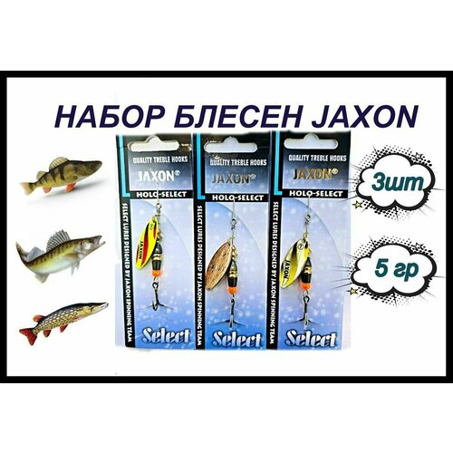 фото Набор блесен 3 шт по 5g / jaxon holo select zebra/ блесна вращающаяся/ подарок мужчине