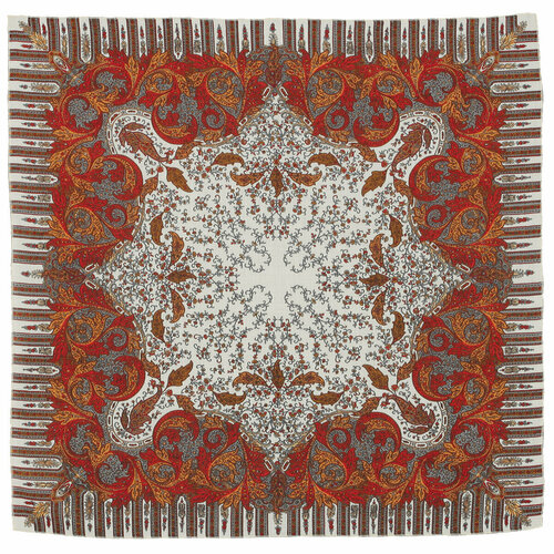 фото Платок павловопосадская платочная мануфактура,89х89 см, оранжевый, мультиколор