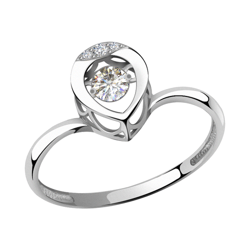 фото Кольцо diamant online, белое золото, 585 проба, фианит, размер 17, прозрачный