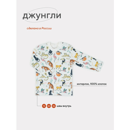 фото Лонгслив топотушки, размер 92, мультиколор, белый
