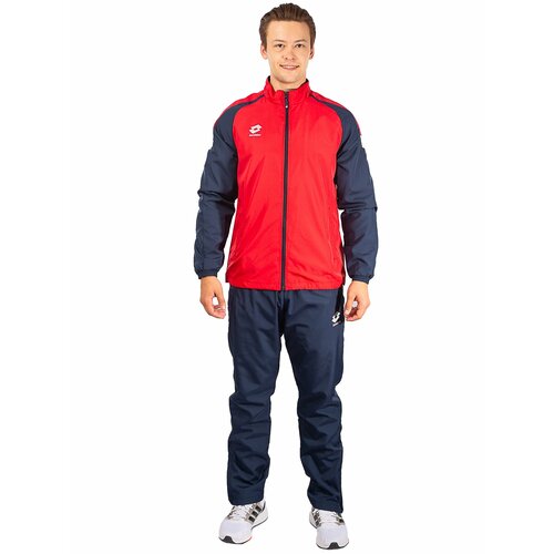 фото Костюм lotto, олимпийка и брюки, свободный силуэт, карманы, подкладка, размер m, красный, синий