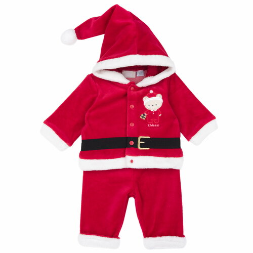 фото Комплект одежды chicco детский, кофта и брюки, нарядный стиль, капюшон, размер 74, красный
